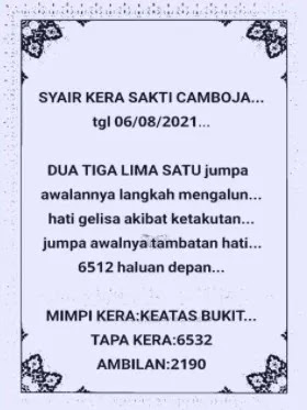 Kode Syair Togel Cambodia 6 Agustus 2021 Bandar Togel Kode Syair Togel Cambodia 6 Agustus 2021 Bandar Togel