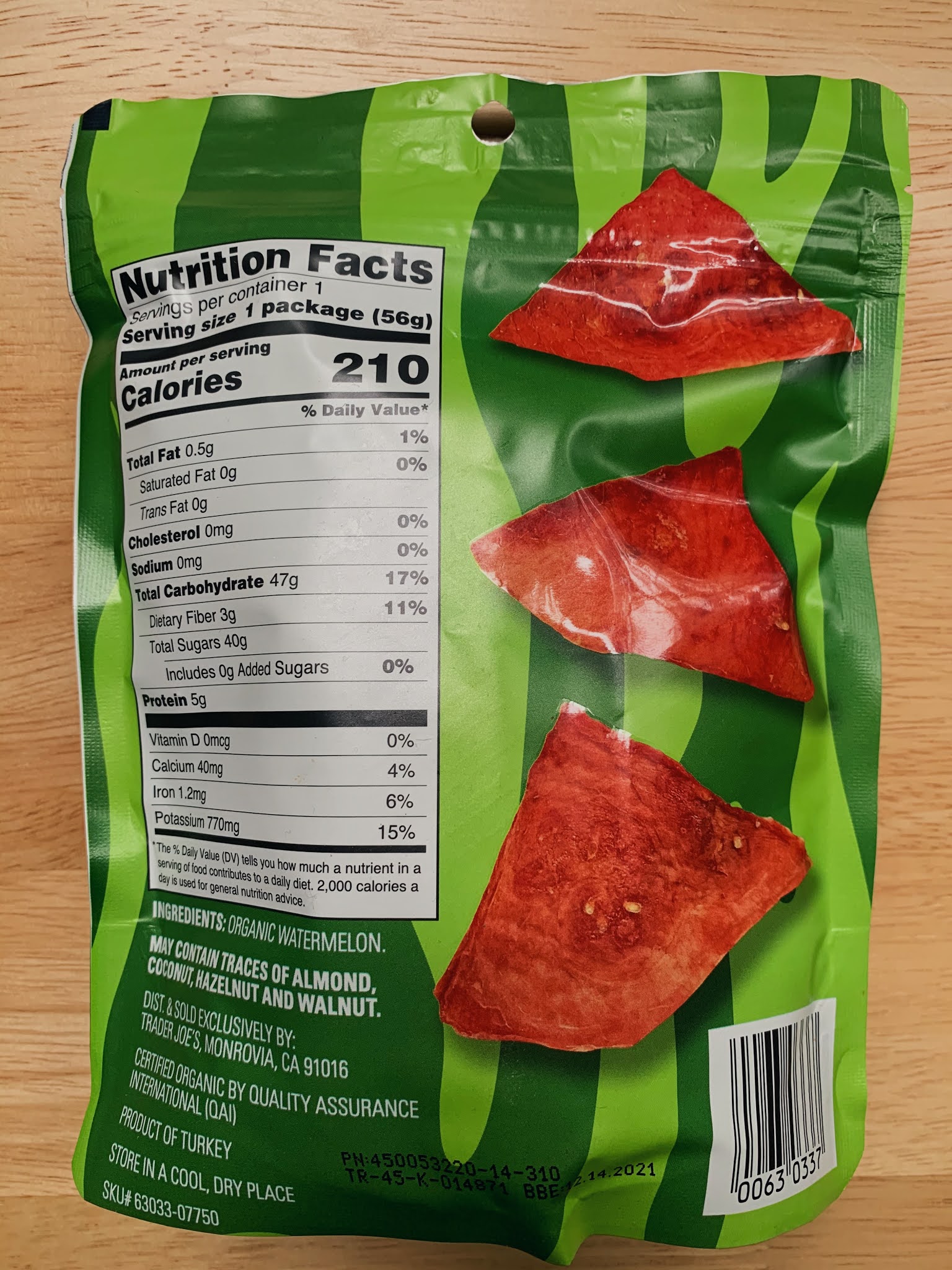 Trader Joe's Organic Watermelon Jerky Dried Watermelon