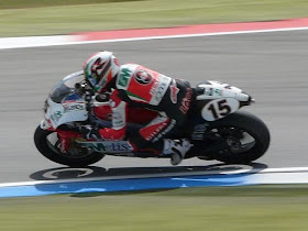 Roberto Locatelli in action in the Dutch TT at Assen in 2008, riding a Gilera in the 250cc category