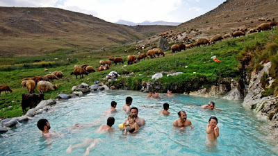 peolpe in the hot springs on the plains of Sarein, Ardebil.