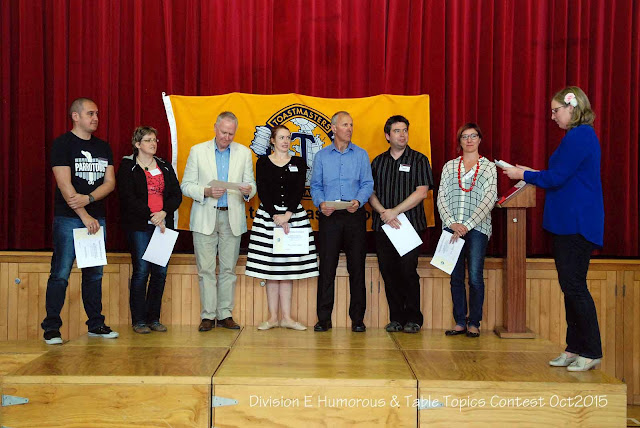 Table topic Contestants Toastmasters Division E, Wellington 2015