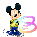 Alfabeto animado de personajes Disney con letras de colores B.