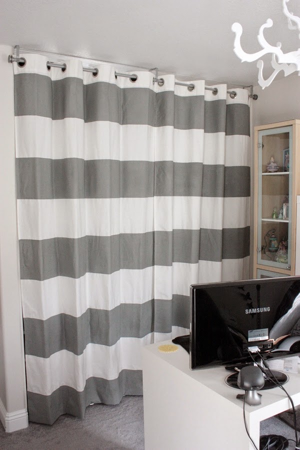 Curtain with fabric strips