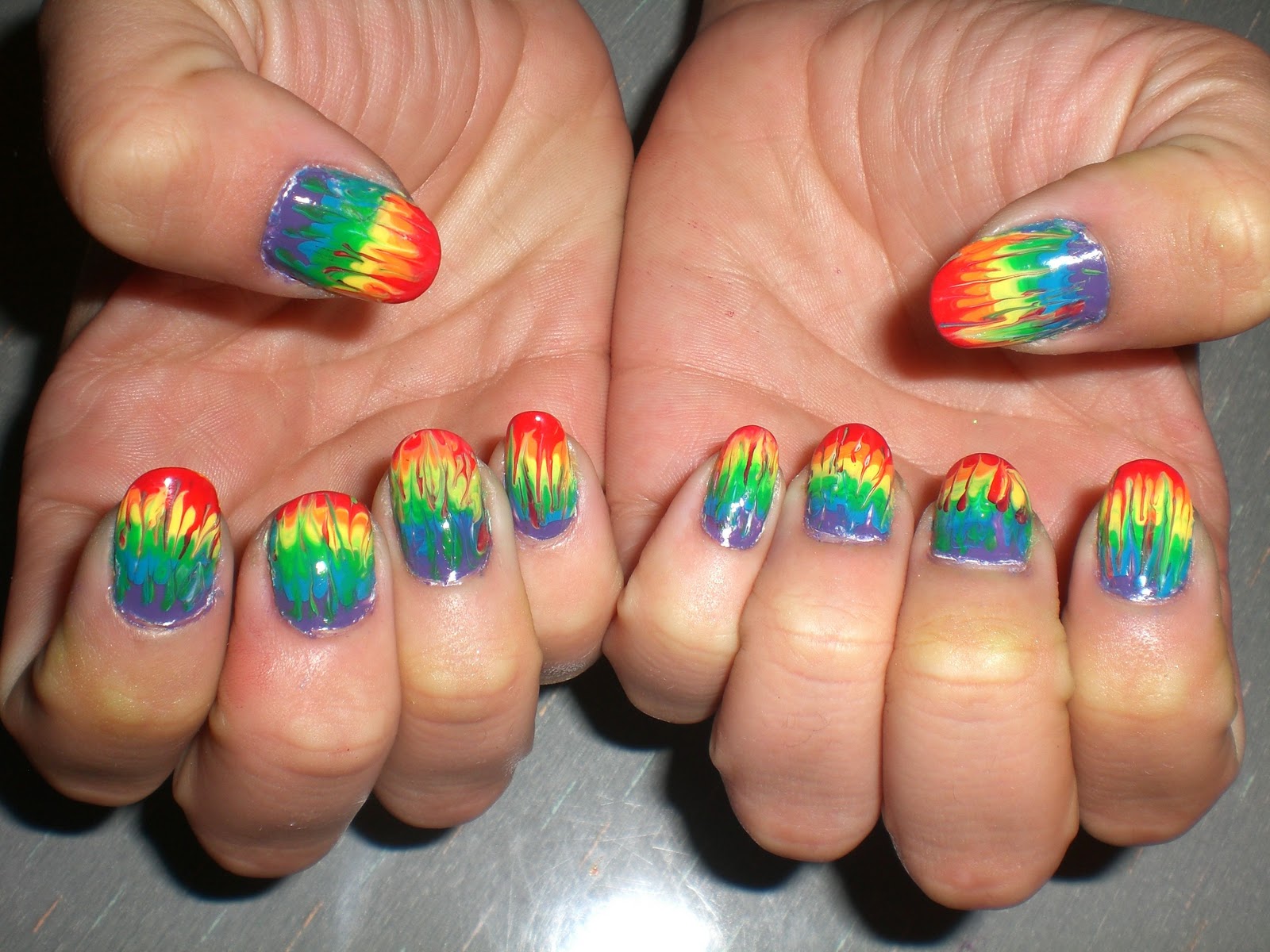 tie dye nail art with gel polish