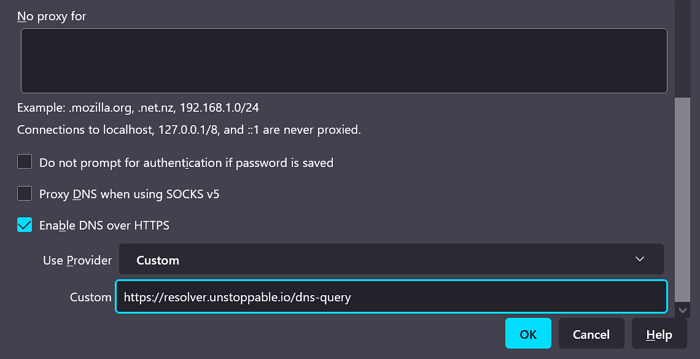 Включить DNS через HTTPS в Firefox