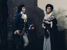 IN MEMORIAM: mezzo-soprano CHRISTA LUDWIG (1928 - 2021) as Charlotte (right) and tenor FRANCO CORELLI as the title character (left) in Jules Massenet's WERTHER at The Metropolitan Opera in 1971 [Photograph attributed to Louis Mélançon, © by The Metropolitan Opera]