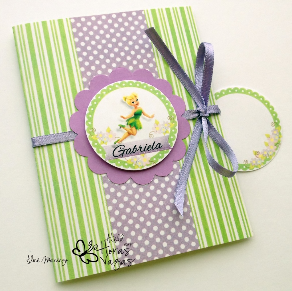 convite artesanal aniversário infantil menina fada thinker bell sininho reino das fadas verde e lilás