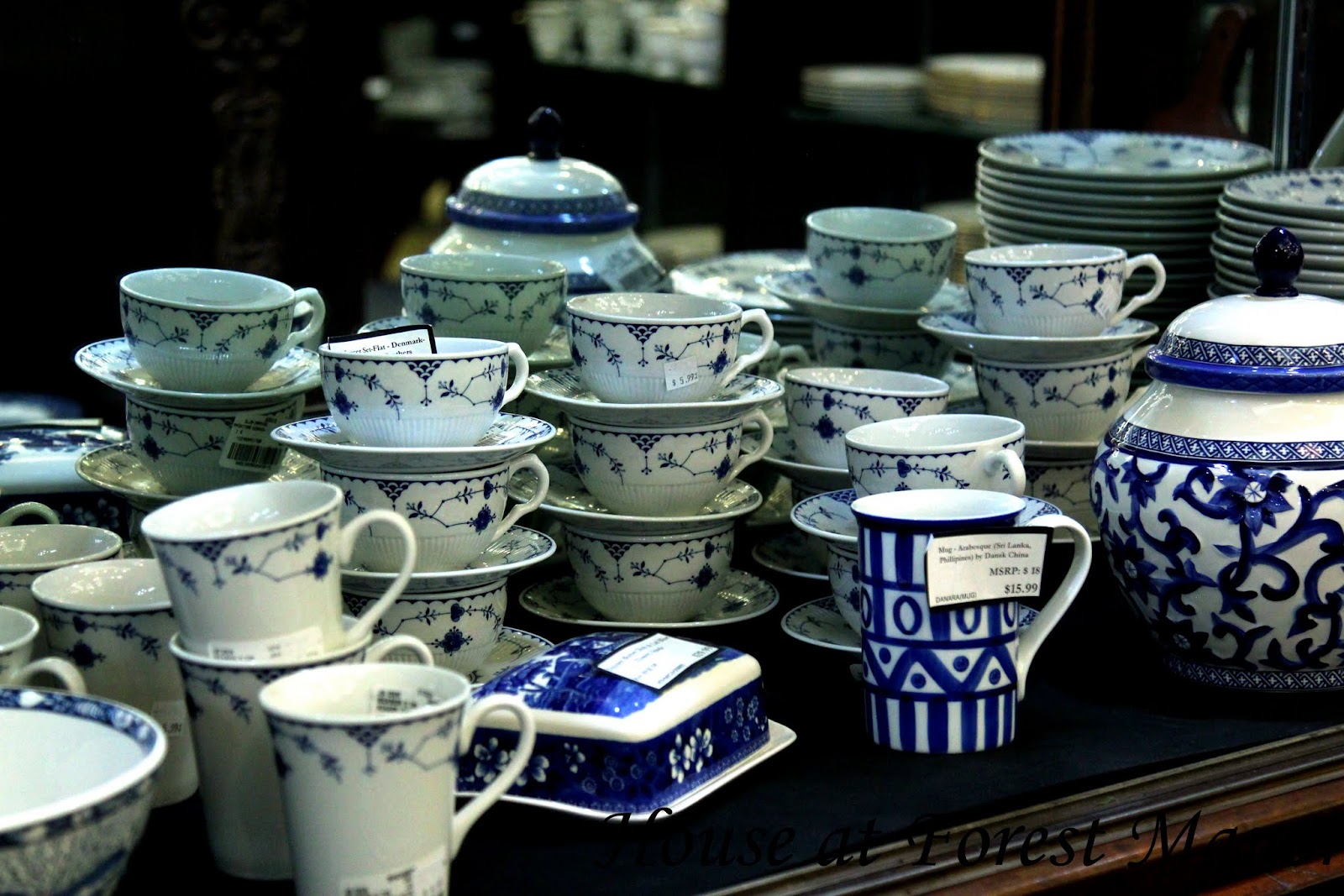 House at Forest Manor: Blue and White at Replacements Ltd. House at Forest Manor: Blue and White at Replacements Ltd.
