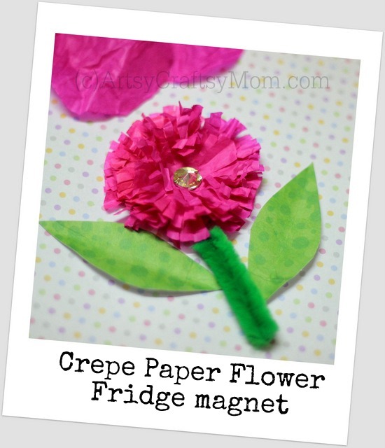 CrepePaperFlowerFridgeMagnet