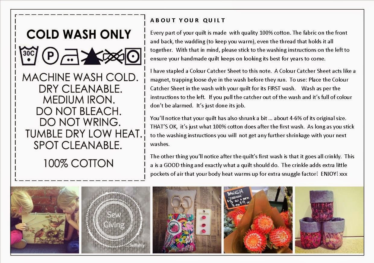 Sew Giving Quilt Washing Instructions Feedback Sew Giving Quilt Washing Instructions Feedback