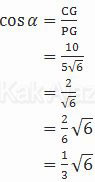 kosinus α pada antara garis GC dan BDG dalam kubus ABCD.EFGH, UN 2011