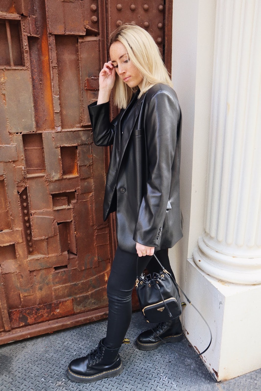 leather oversized blazer