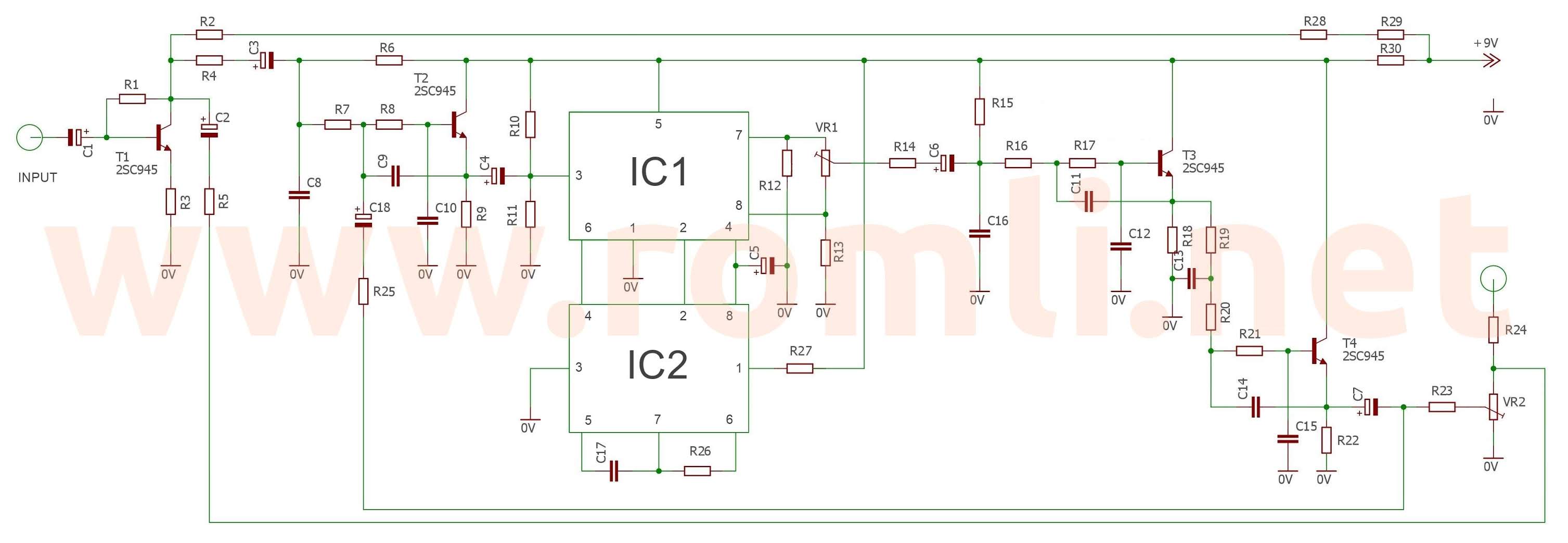 Skema rangkaian ECHO menggunakan IC MN3207 | Romli Dot Net