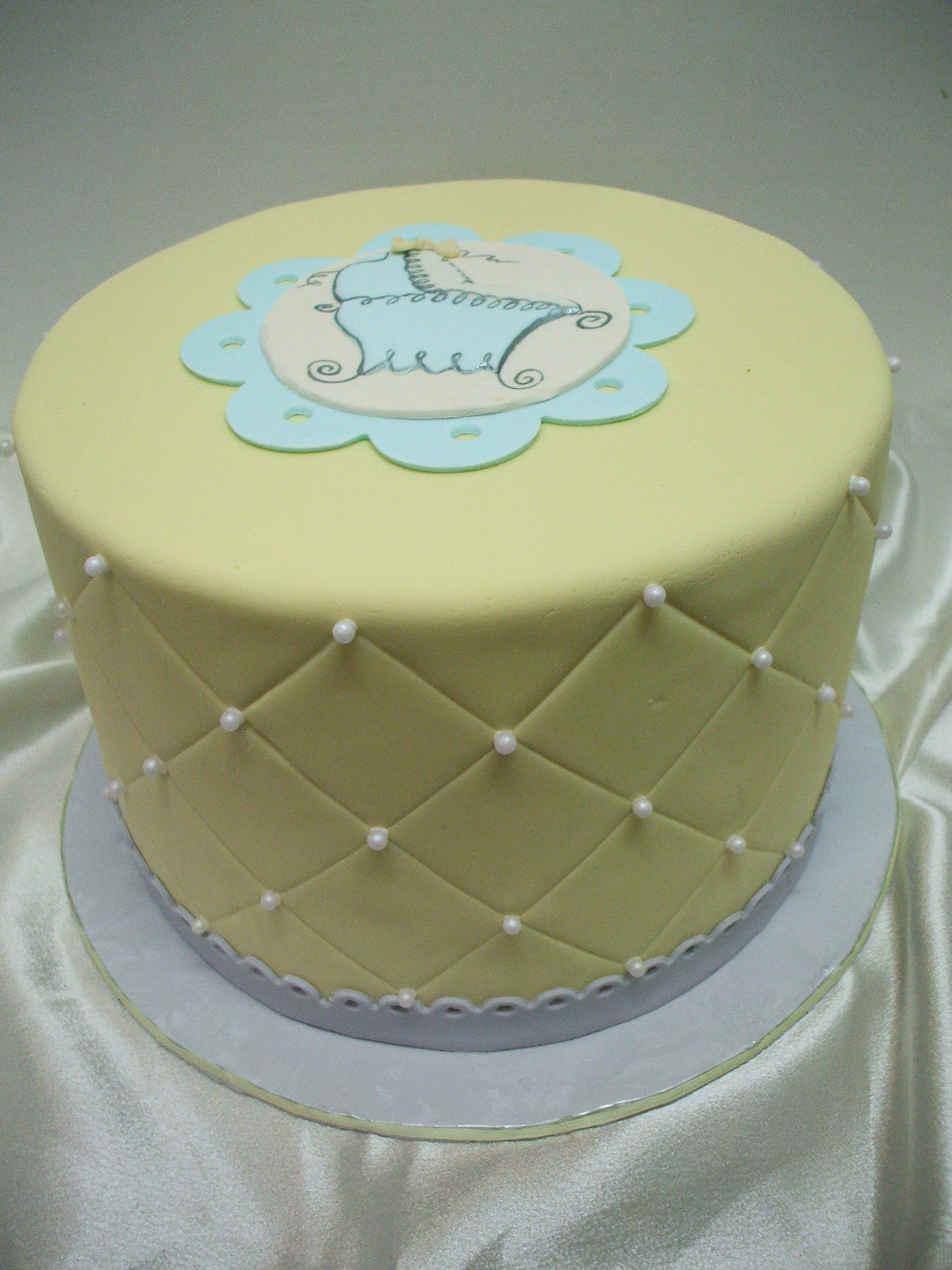 That's a Cake? Yellow and Gray Baby Shower Cake
