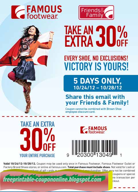 Printable Coupons Famous Foot Locker Coupons Famous Footwear