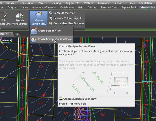 Create multiple section views in Autodesk Civil 3D