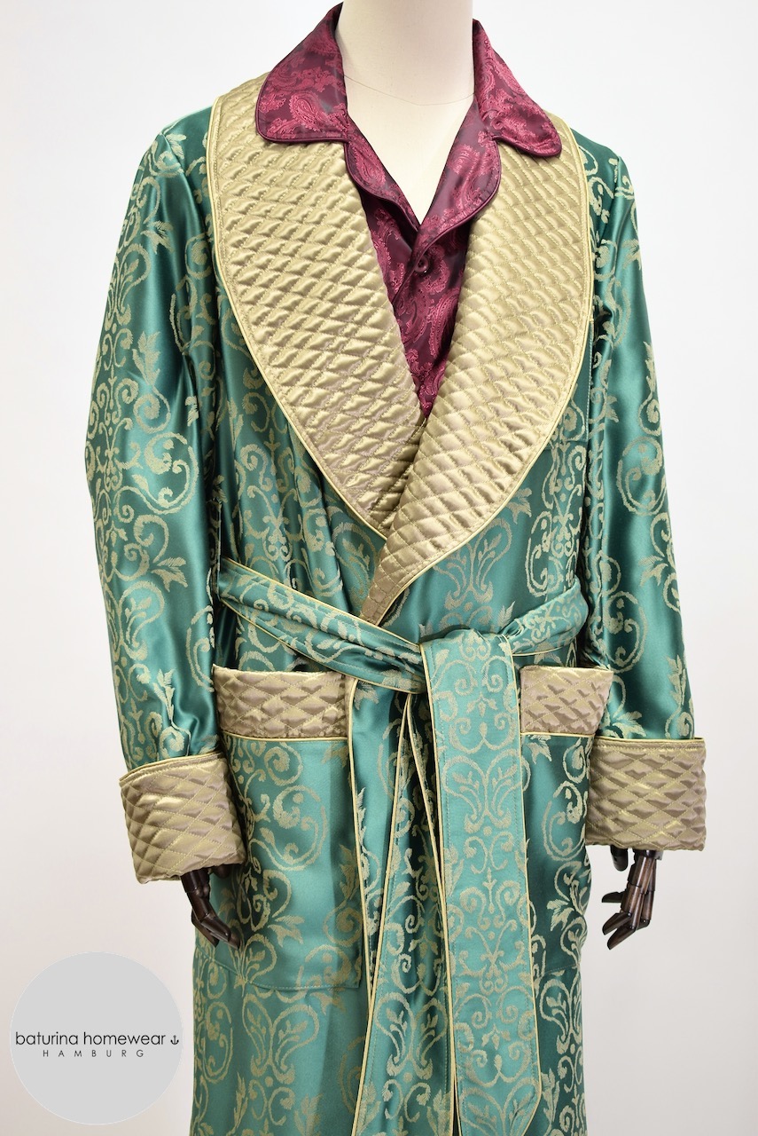 Floral Men's Dressing Gown and Paisley Silk Smoking Jacket with Classic ...