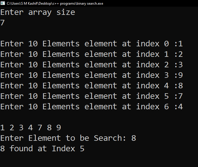 Binary search algorithm in c++