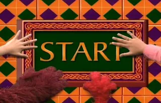 Elmo, Telly, Gabi and Alice appear on the scene, they find the word that is start for The Great Numbers Game.