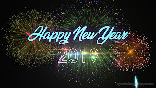 Happy New Year 2019 Night Light And Colorful Fireworks Illustration
