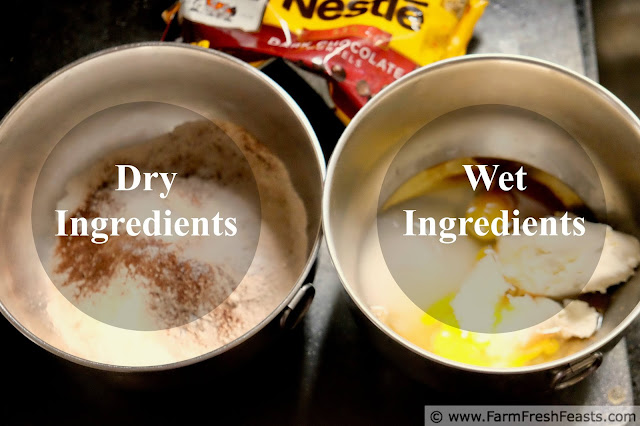 the wet and dry ingredients to make healthy whole wheat tiramisu muffins
