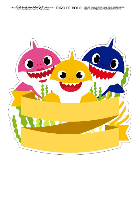 Baby Shark: Toppers para Tartas, Bizcochos o Pasteles para Imprimir Gratis. Baby Shark: Toppers para Tartas, Bizcochos o Pasteles para Imprimir Gratis.