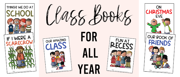 This pack contains a full year of class books. There are 5 class book template options for every month. The book covers come in both color and in black and white options. These class-made creations are sure to be a hit in your reading center. Kids LOVE to read their own writing…and writing done by their friends. THESE WILL BE THE FAVORITE BOOKS IN YOUR CLASS LIBRARY! This pack contains a full year of class books. There are 5 class book template options for every month. The book covers come in both color and in black and white options. These class-made creations are sure to be a hit in your reading center. Kids LOVE to read their own writing…and writing done by their friends. THESE WILL BE THE FAVORITE BOOKS IN YOUR CLASS LIBRARY!