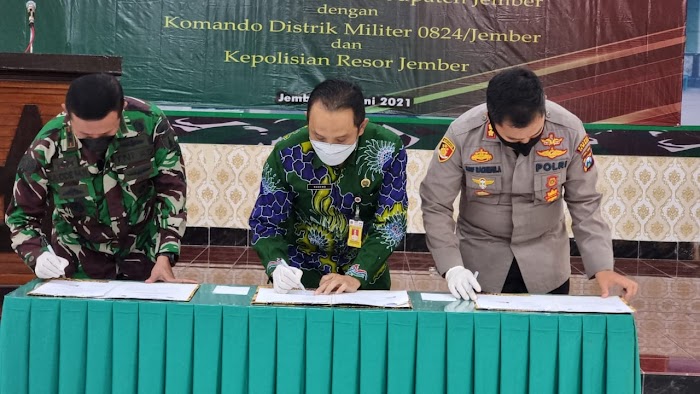 Percepatan PTLS, Polres, Kodim Dan BPN Di Jember Teken Perjanjian Kerjasama