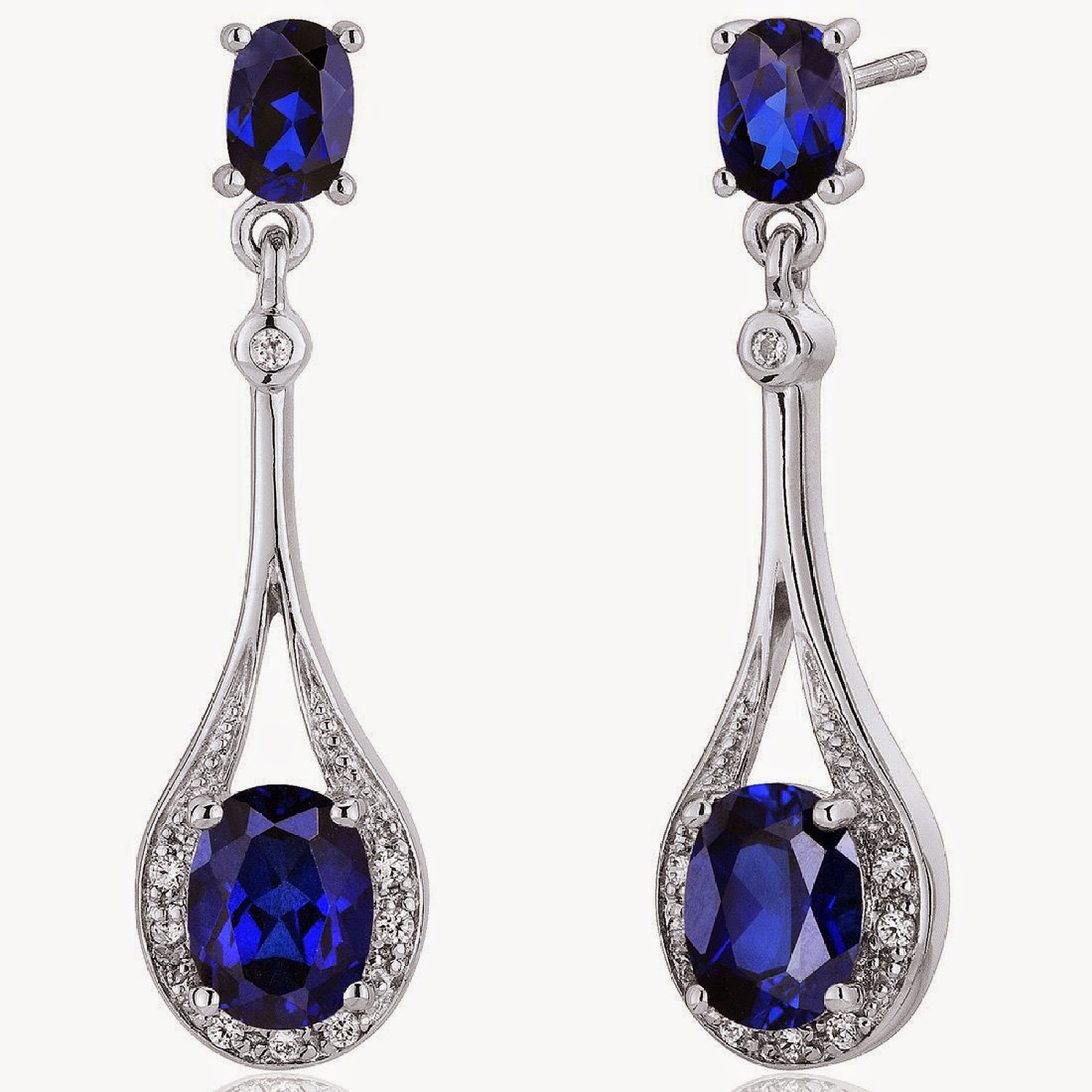 blue gem diamond earrings women