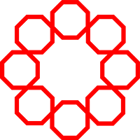 The red octagons line up in a circle
