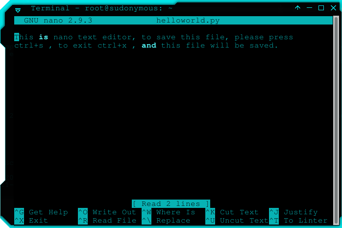 create and edit text file in terminal