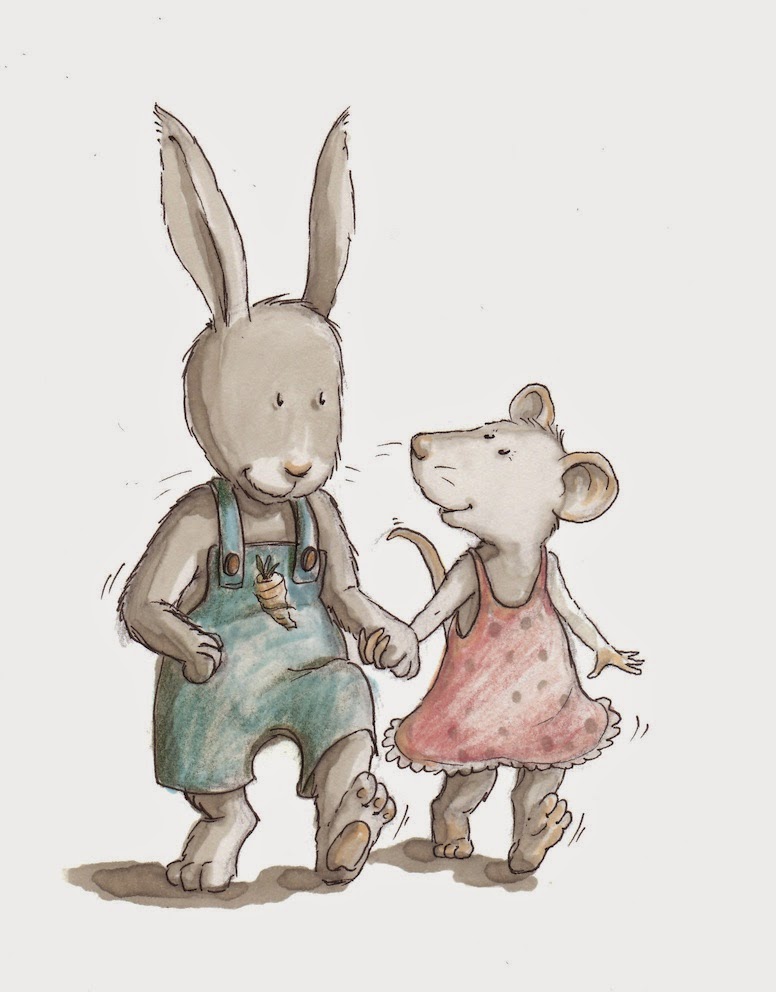 Kinderbuchillustration, Hase, Maus, Mäuschen, niedlich, Liebe