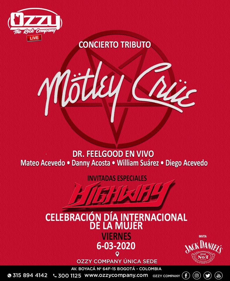 Concierto de HIGHWAY + Tributo a Motley Crue Zona Bogota DC