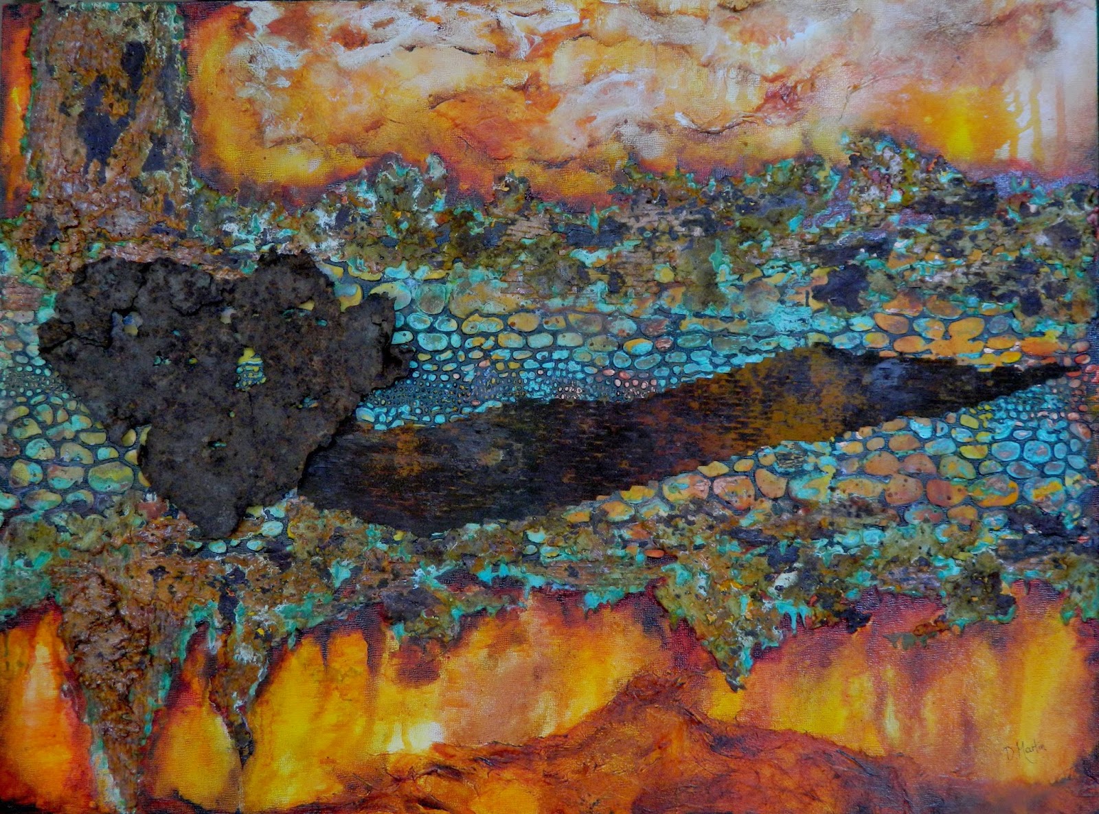 Daily Painters Abstract Gallery Original Mixed Media Abstract Painting, “Take Heart through the