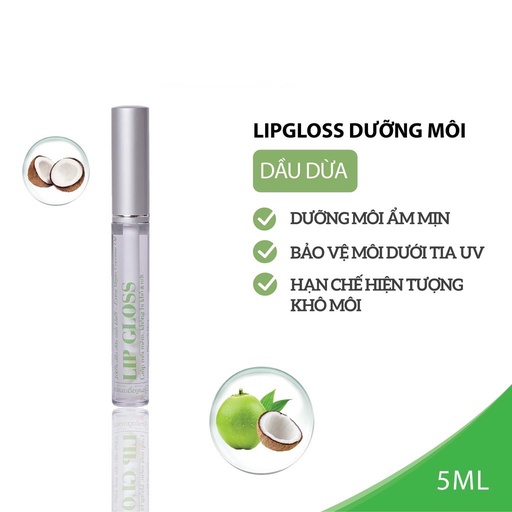 LIPGLOSS DƯỠNG MÔI DẦU DỪA NGUYÊN CHẤT, CẢI THIỆN MÔI KHÔ NỨT NẺ 5ML – MILAGANICS