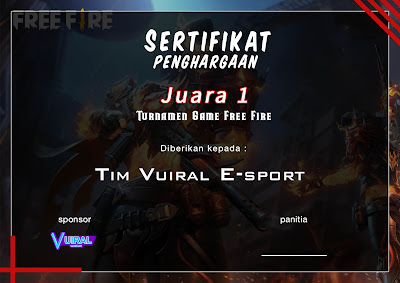 Download Mentahan Contoh Sertifikat Turnamen Free Fire (FF) Keren Versi 2