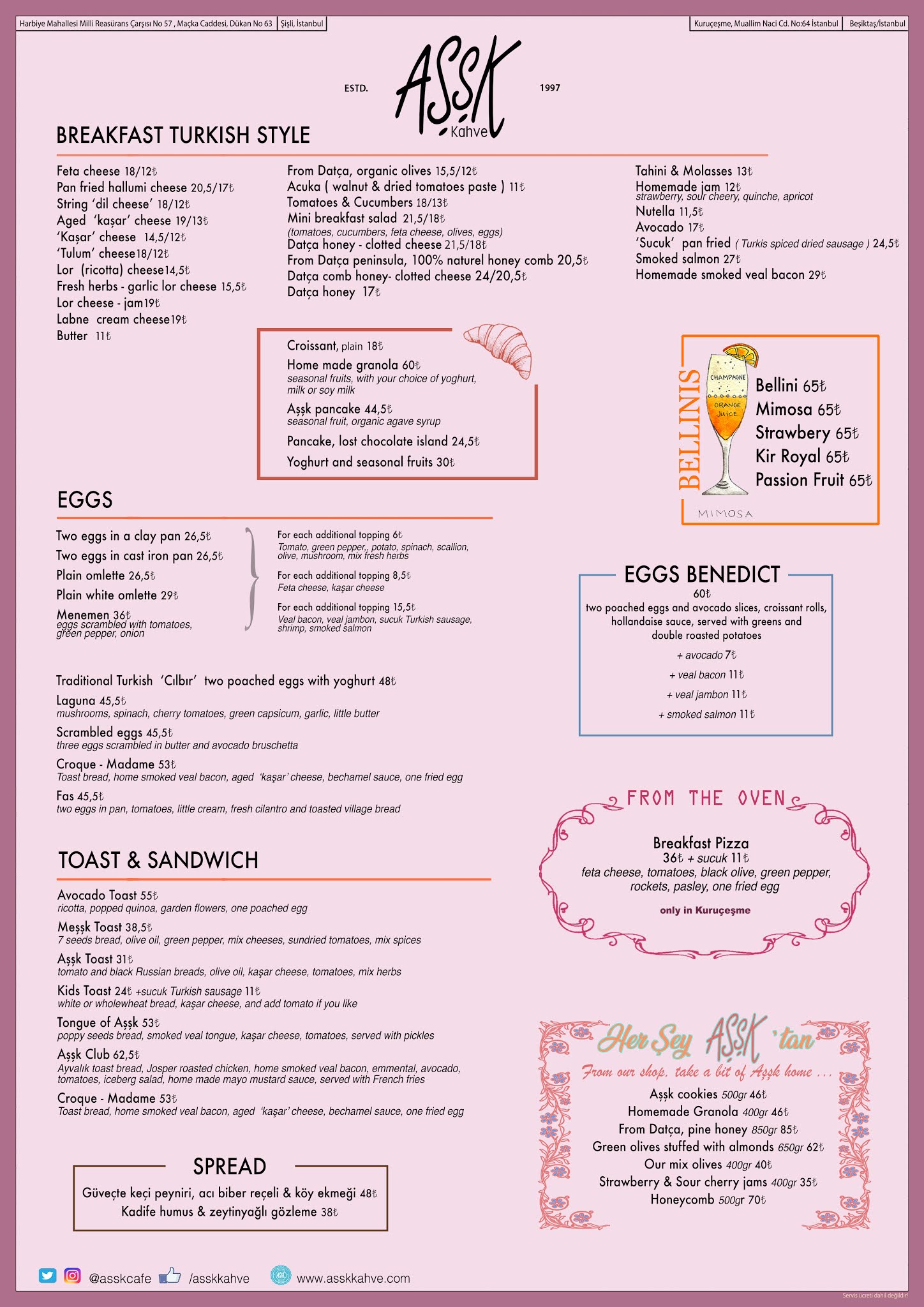AŞŞK KAHVE MENU Aşşk Kahve