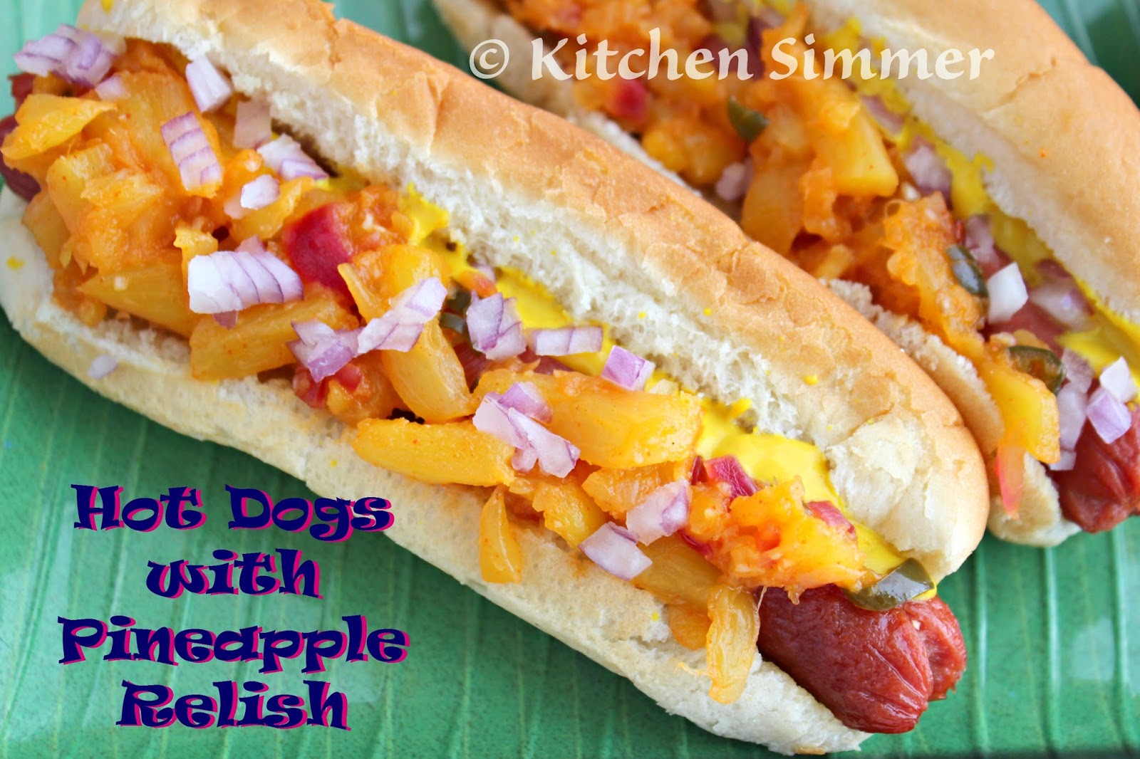 Grilled Hot Dogs with Pineapple-Pepper Relish