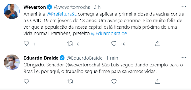 Senador Weverton Rocha elogia vacinação acelerada em São Luís