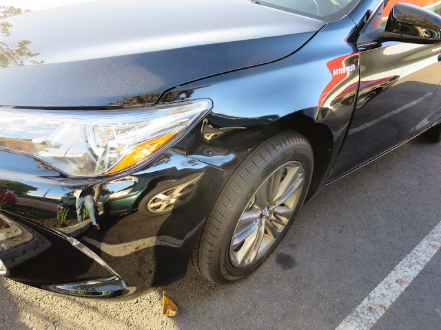 Collision damage on 2015 Toyota Camry before repairs at Almost Everything Auto Body