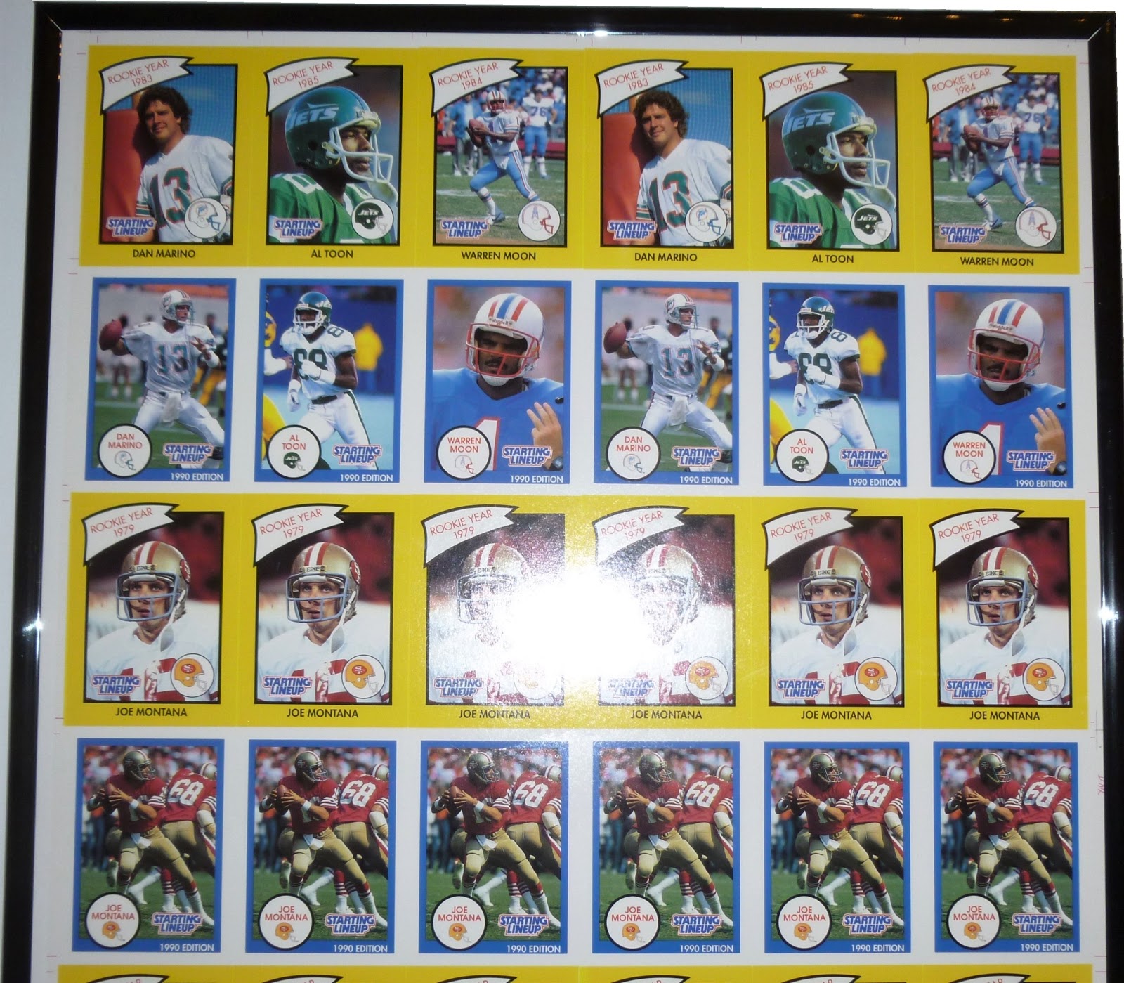 kennerstartinglineup 1990 Football Uncut card sheet