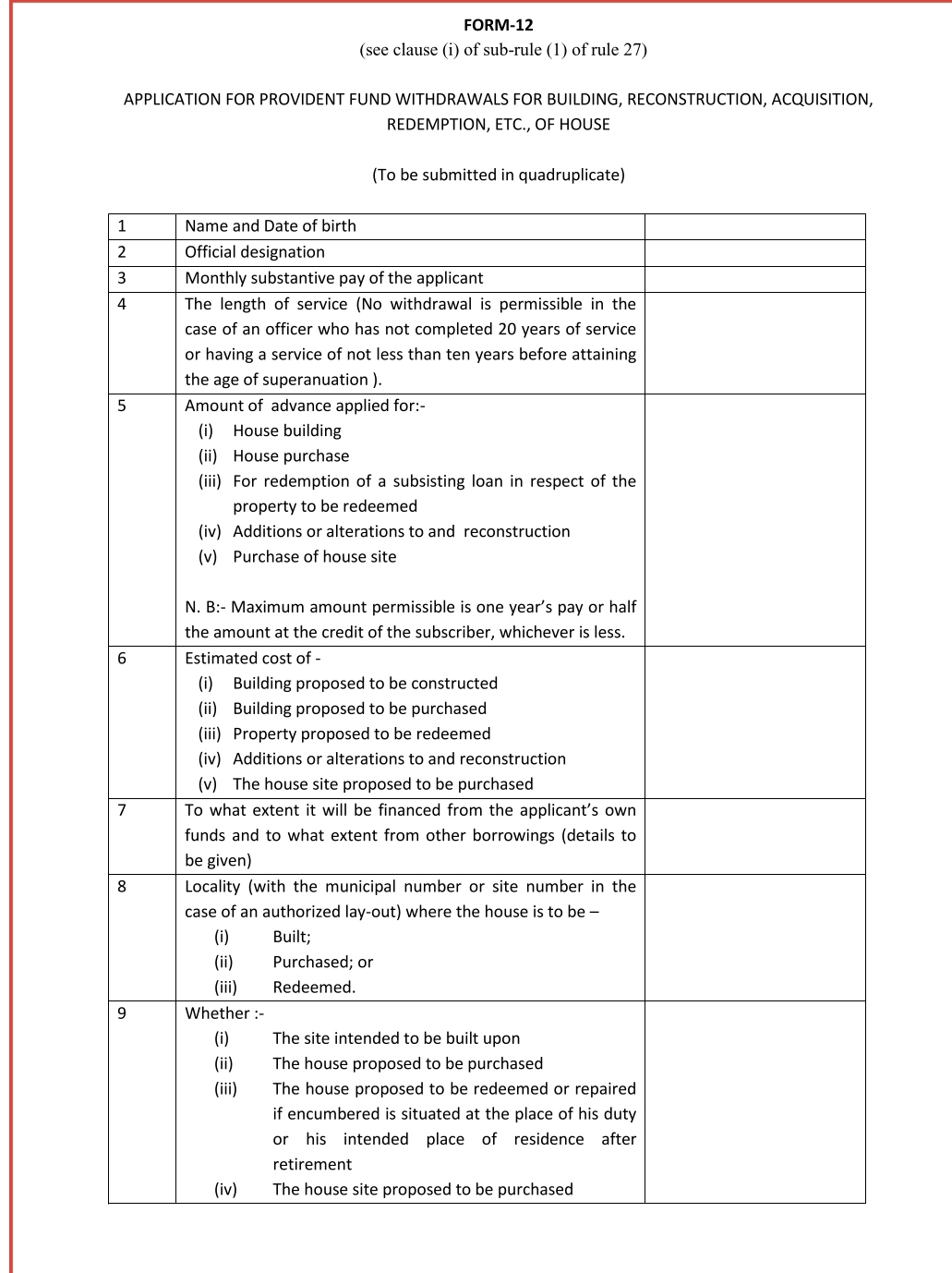 Gpf formats related to various reasons, there are separate forms for