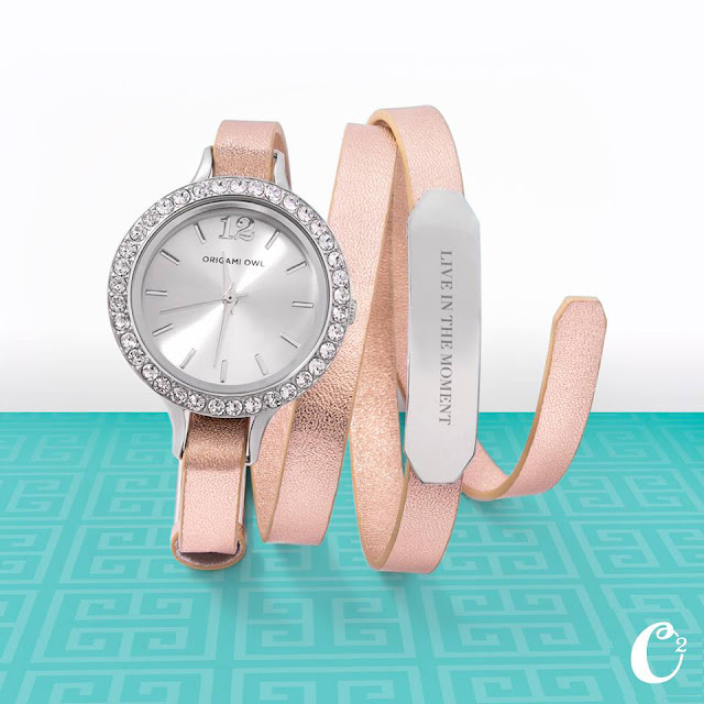 Origami Owl Twist Watch on Rose Gold Leather Wrap Bracelet available at StoriedCharms.origamiowl.com