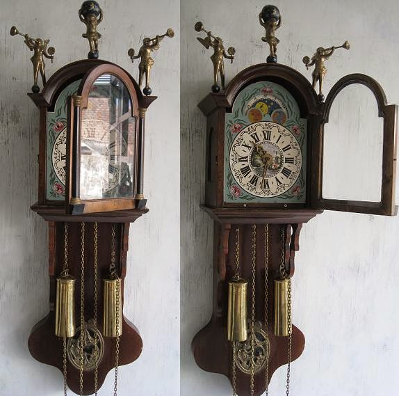 TOKO ANTIEK RETRO VINTAGE ART NOUVEAU GRANDFATHER CLOCK MOONPHASE