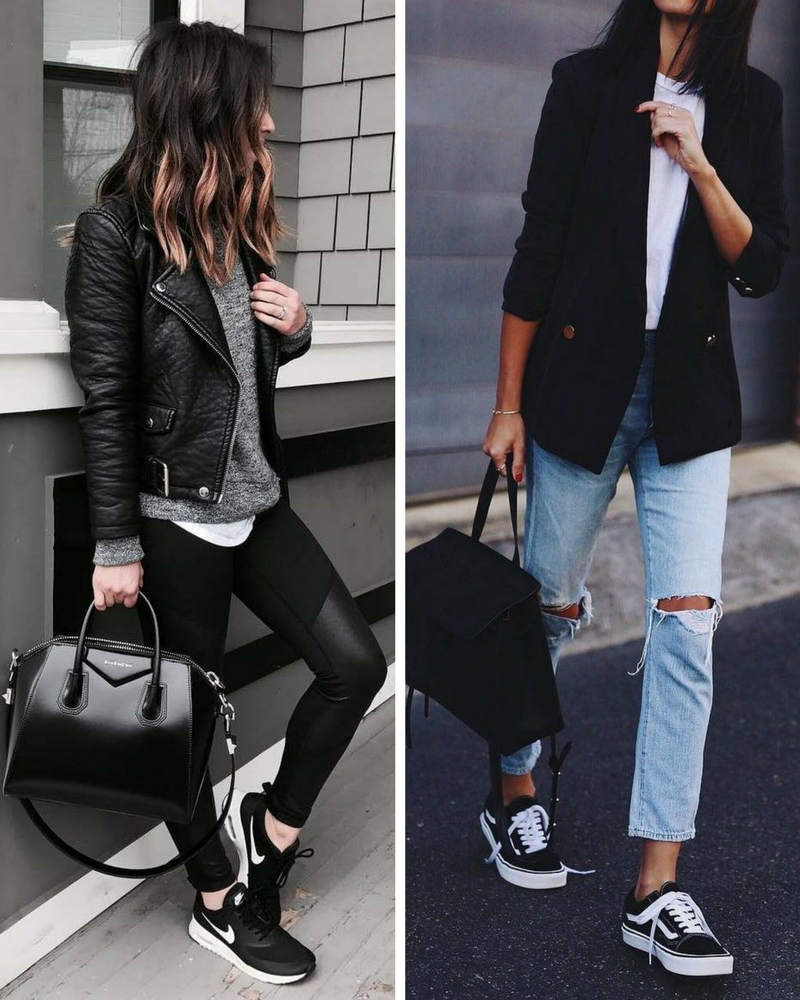 zapatillas negras de moda