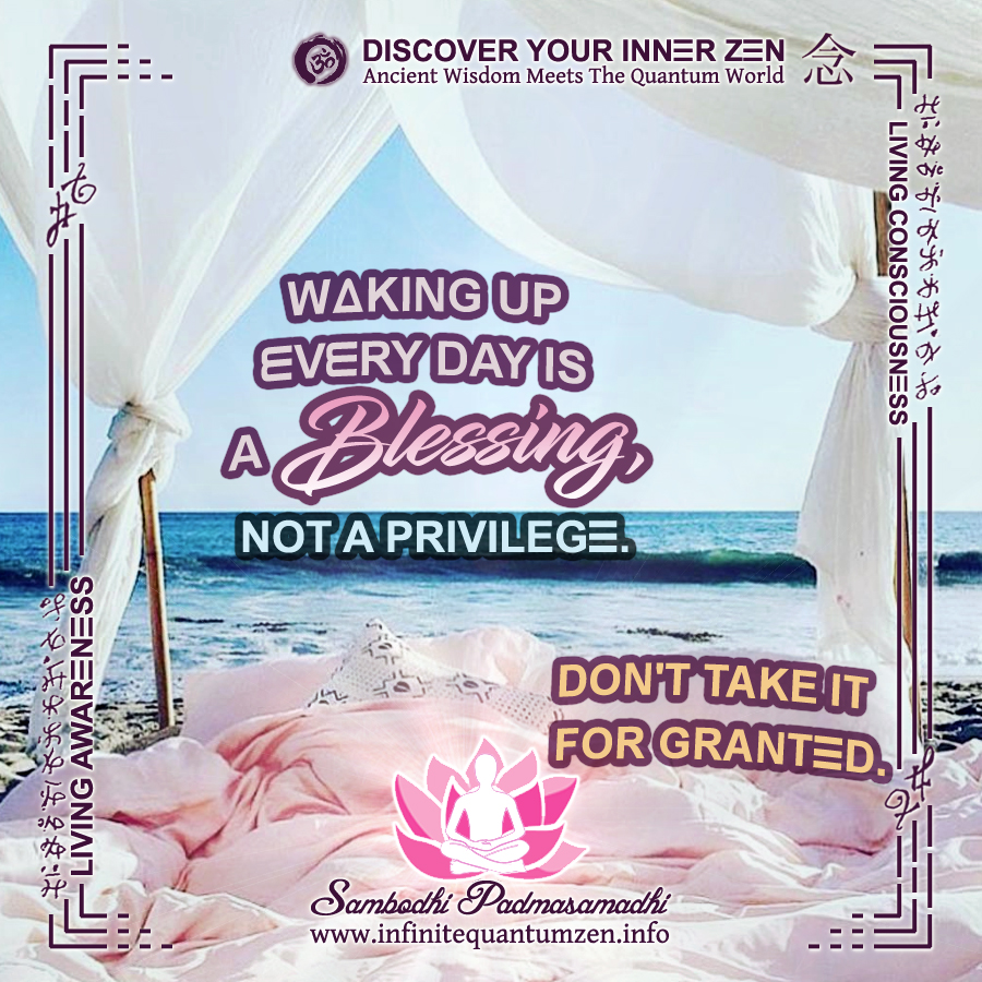 Waking up every day is a blessing not a privilege. Don't take it for granted - Success Life Quotes, Infinite Quantum Zen