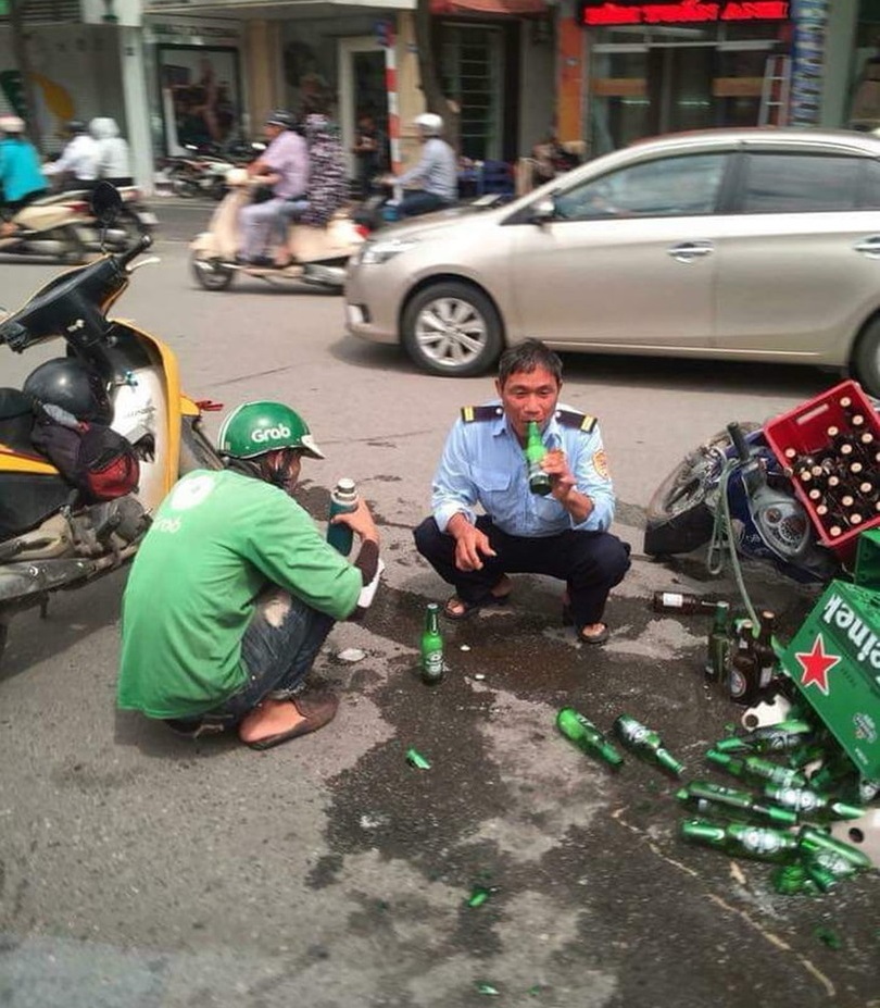 Unfall lustig - Bier trinkender Polizist