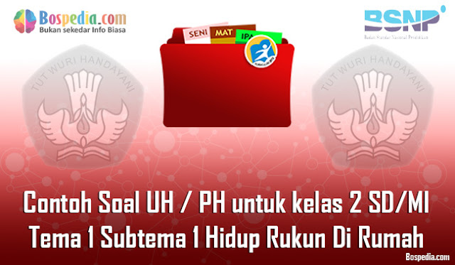 Contoh Soal UH / PH untuk kelas 2 SD/MI Tema 1 Subtema 1 Hidup Rukun Di Rumah