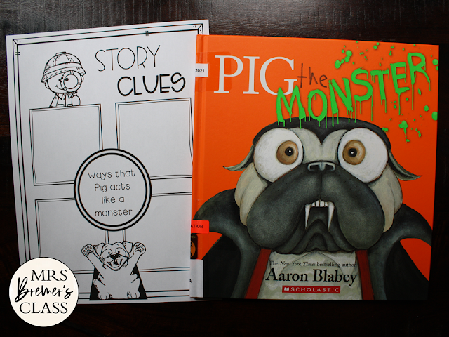 Pig the Monster book study activities unit with Common Core aligned literacy companion activities for Kindergarten and First Grade