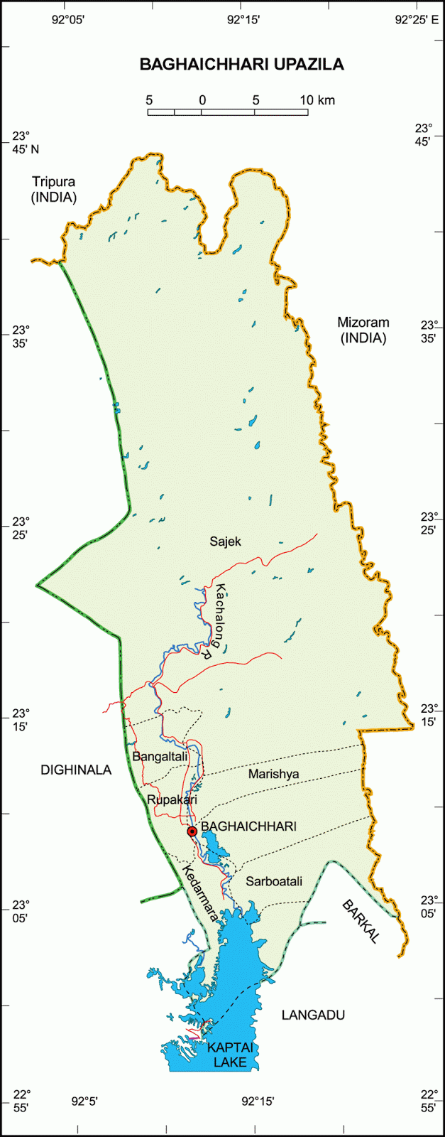 Baghaichari Upazila Map Rangamati District Bangladesh